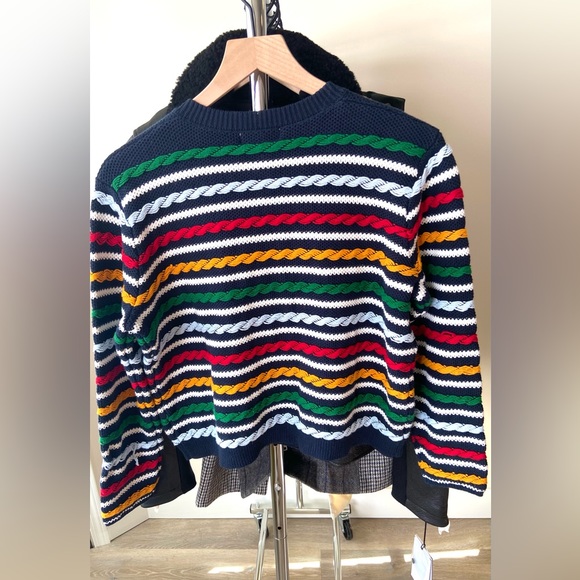 π LA LIGNE x Target Women's Textured Striped Cardigan Sweater Navy Red Yellow - Picture 17 of 17